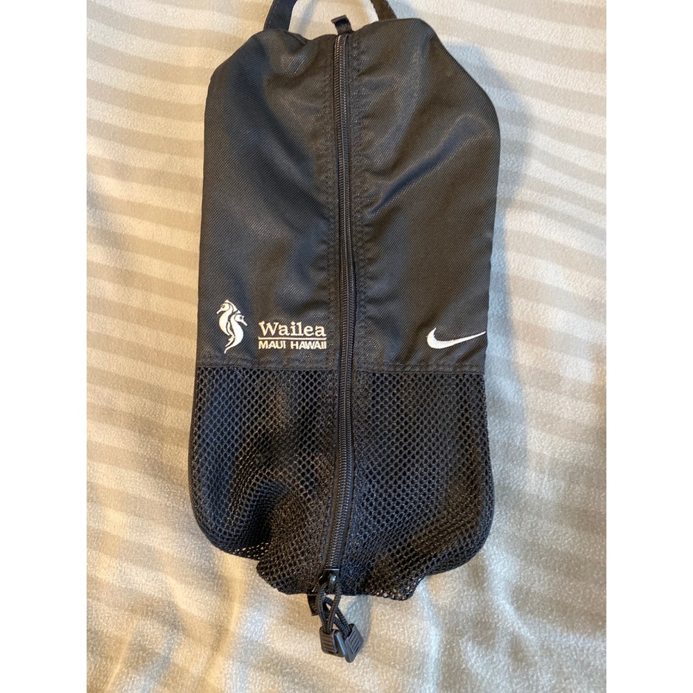 Nike Golf Shoe Bag Wailea Maui Hawaii Black Mesh Travel Carrier Zippered Handle